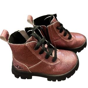 UGG Toddler Girls’ Ashton Lace Up Glitter Boots in Pink Sz-10